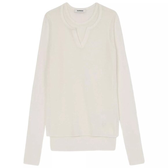 SANDRO IVORY ECRO LAYERED RIBBED WOOL KNIT SWEATER TANK TOP VEST MEDIUM - Picture 2 of 9